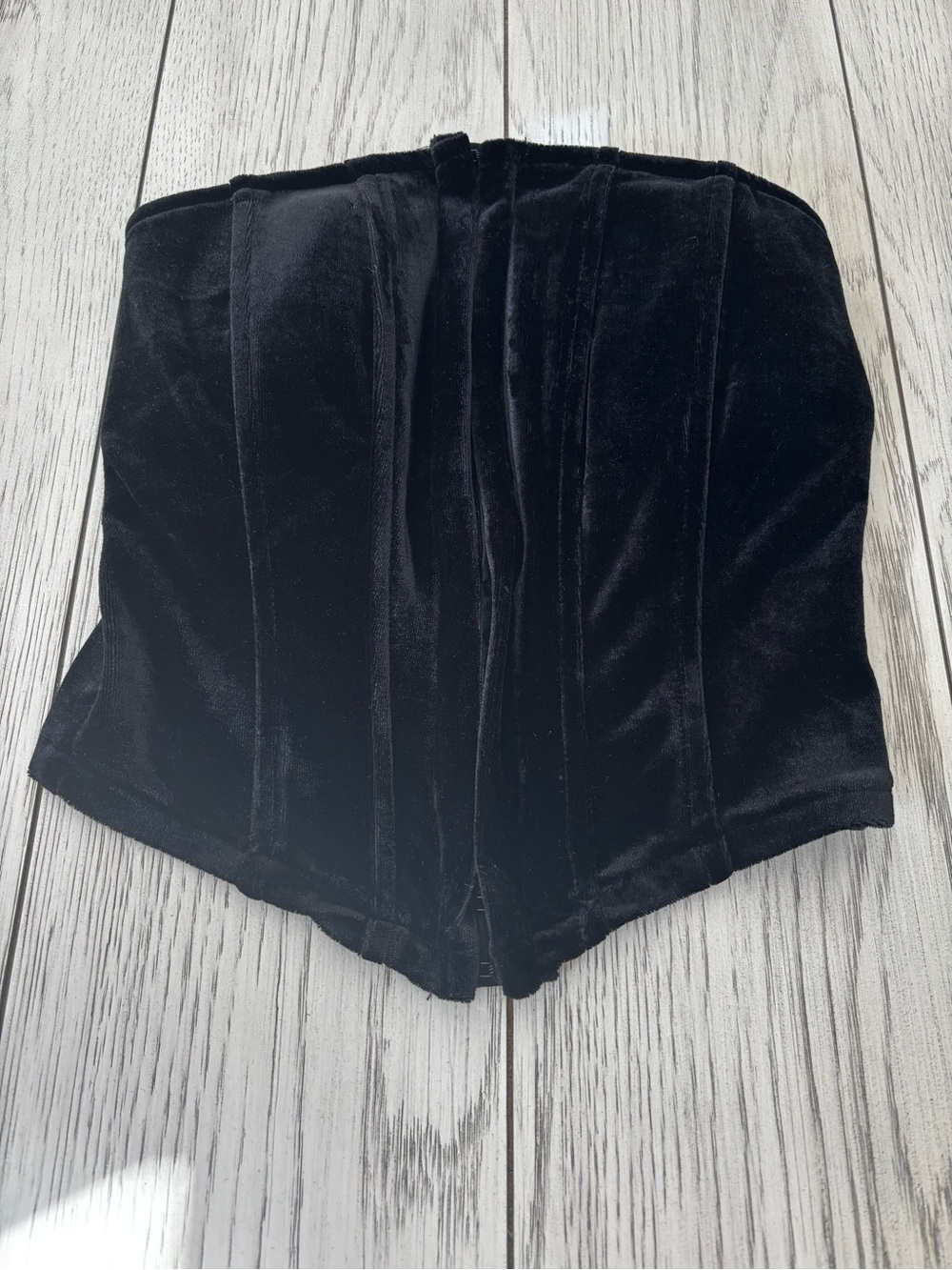 Fashion Nova Black Velvet Corset-Style High-Waist Shorts